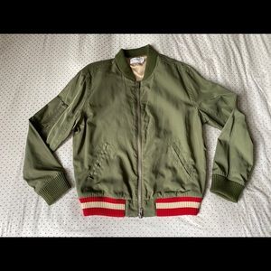 FRAME Denim Army Green Bomber Jacket